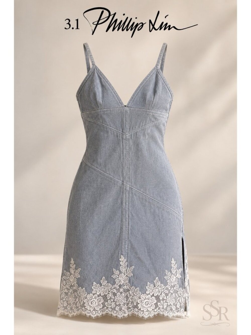 3.1 Phillip Lim x Rent The Runway Denim  Slip Dress Size 0 Gray Blue Mini Sheath